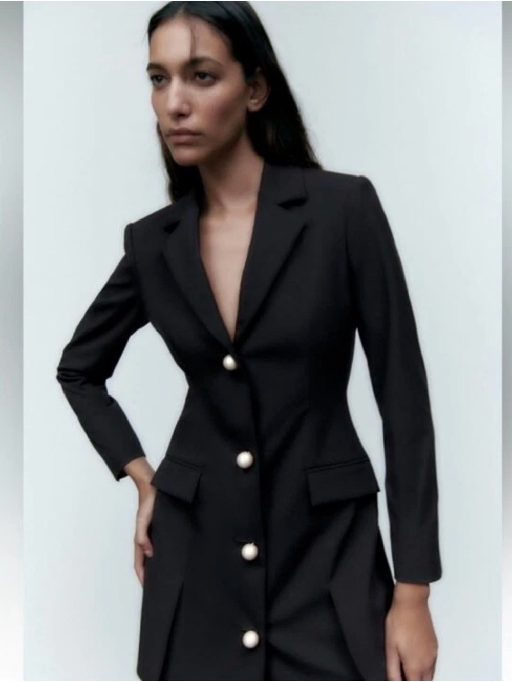 Zara Pearl Button Short Blazer Dress size Medium